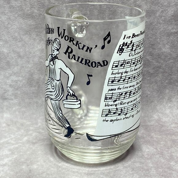 Hazel Atlas Big Top PB Glass "I've Been Workin On The Railroad" Song Lyrics Mug - Picture 3 of 8